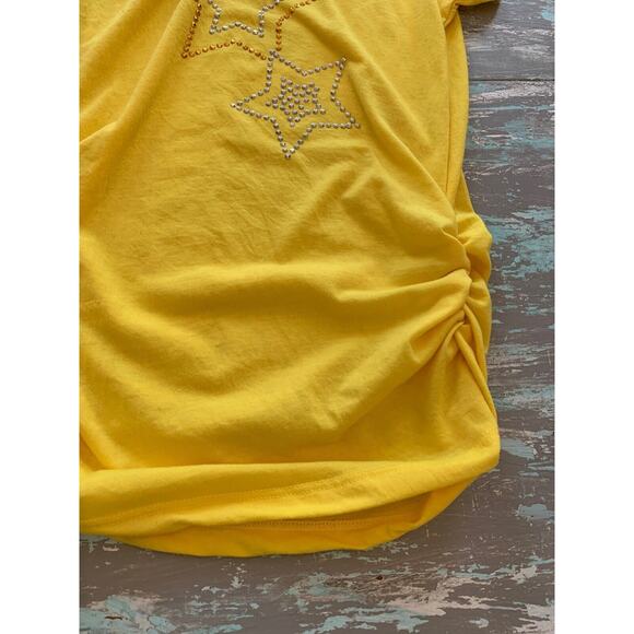 10/12 Sugah & Honey Girls Youth Yellow Tshirt Tunic Rouched Sides Star Detail - Picture 3 of 6